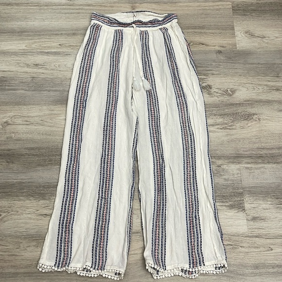 Goa Beachwear by Japna Pants - Goa Beachwear by Japna White with Multicolor Knit Lightweight Pants Size Large